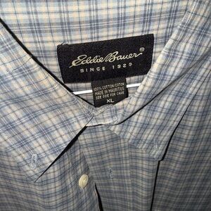 VINTAGE Eddie Bauer Men's Blue Plaid Shirt